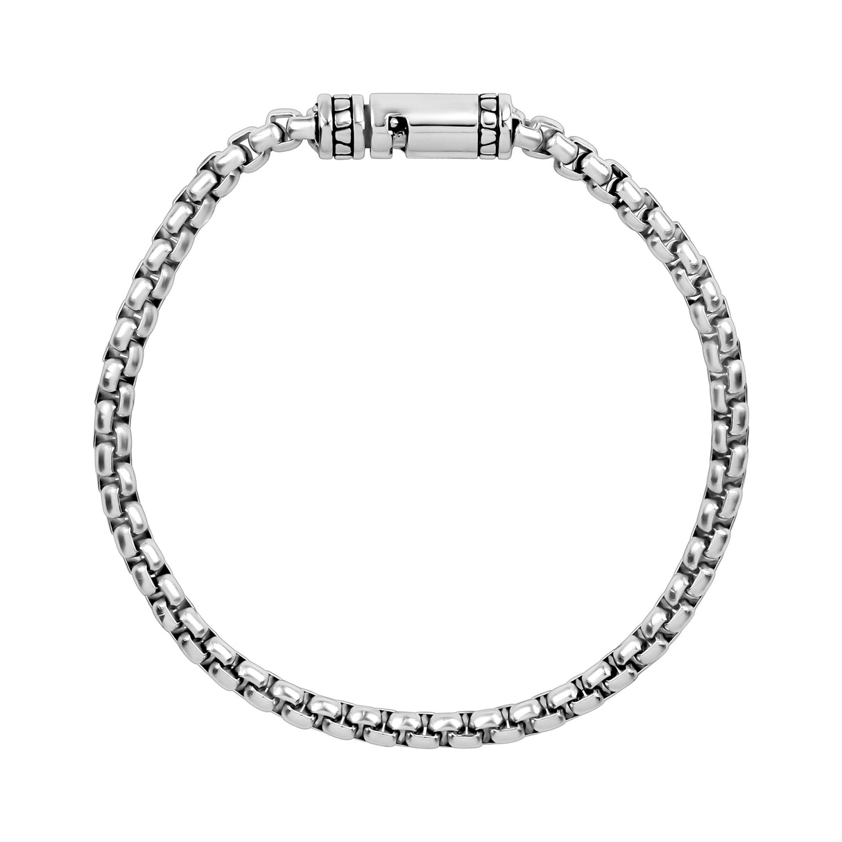 Detailed Round Box Link Bracelet | 4mm - 男士钢手链 - The Steel Shop