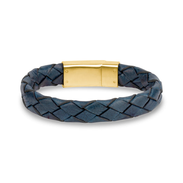 Vintage Rustic Blue Leather Bracelet - Mens Steel Leather Bracelets - The Steel Shop