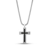 Two Tone Double Cross Pendant - Men Pendant - The Steel Shop