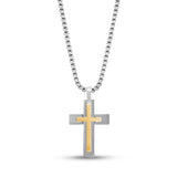 Two Tone Double Cross Pendant - Men Pendant - The Steel Shop