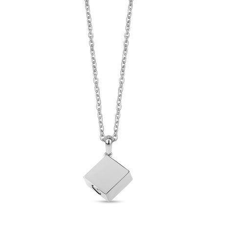 最小的钻石方形骨灰盒吊坠 - 女性吊坠 - The Steel Shop