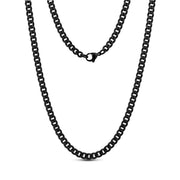 5毫米黑色哑光古巴环链项链