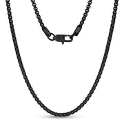男士项链 - 4毫米圆形盒链黑钢链项链