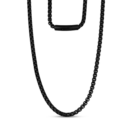 男士项链 - 5mm圆形盒链黑色链条