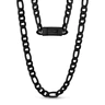 男士项链 - 9毫米黑色费加罗链接可雕刻的链条