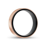 男士戒指 - 7毫米黑色和玫瑰金钢制婚戒戒指 - 可雕刻的