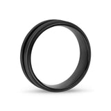 男士戒指 - 7毫米黑色不锈钢结婚戒指戒指 - 可雕刻的