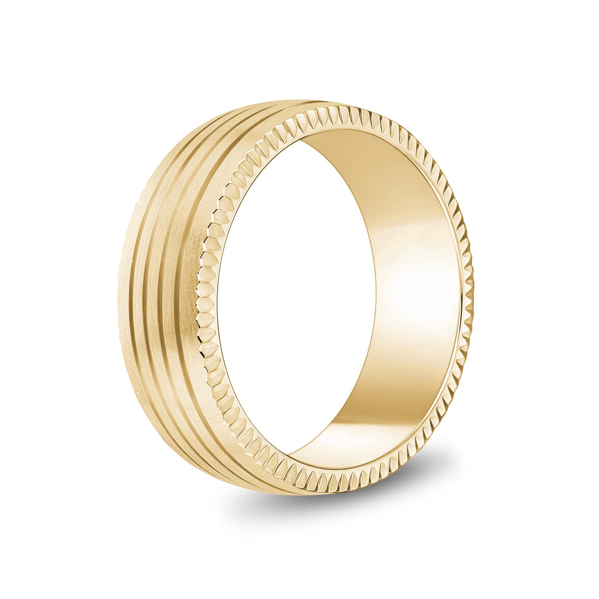 男士戒指 - 8mm四边形哑光金钢可雕刻的戒指