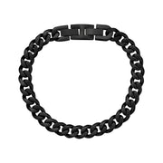 男式钢制手链 - 8mm黑色不锈钢古巴链节手链