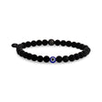男女式珠子手链 - 蓝色邪眼6毫米哑光黑玛瑙珠子手链