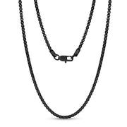男女通用项链 - 3毫米圆形盒链黑钢链项链