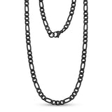 男女通用项链 - 5mm黑色不锈钢费加罗环链项链