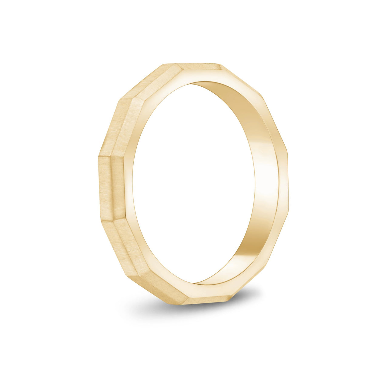 Unisex戒指 - 3毫米刻面亚光金钢Unisex可雕刻的戒指