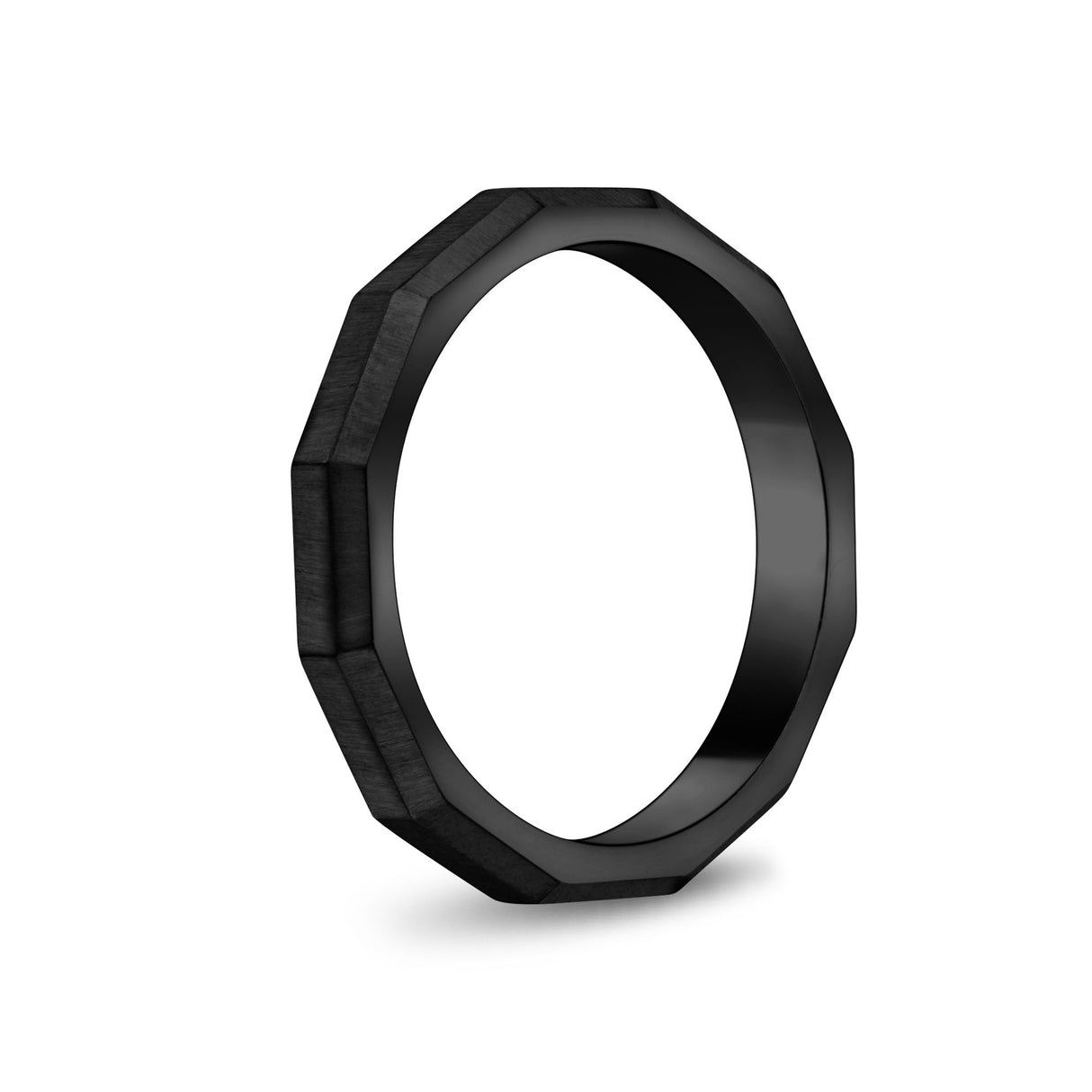 Unisex戒指 - 3毫米刻面哑光黑钢Unisex可雕刻的戒指
