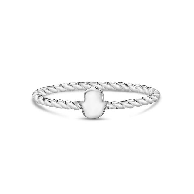女士戒指 - 极简的不锈钢扭带可雕刻的哈姆萨戒指
