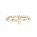 女士戒指 - 极简金钢扭带可堆叠十字架戒指