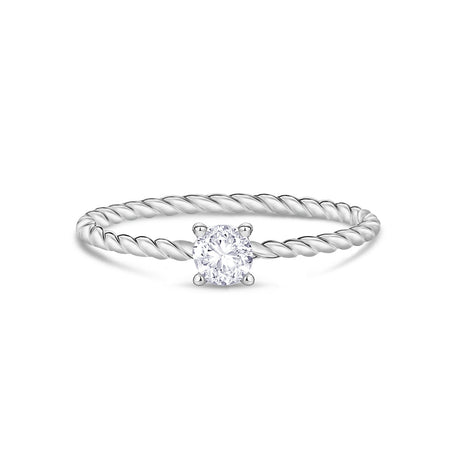 女士戒指 - 极简不锈钢扭带可堆叠单颗钻石戒指
