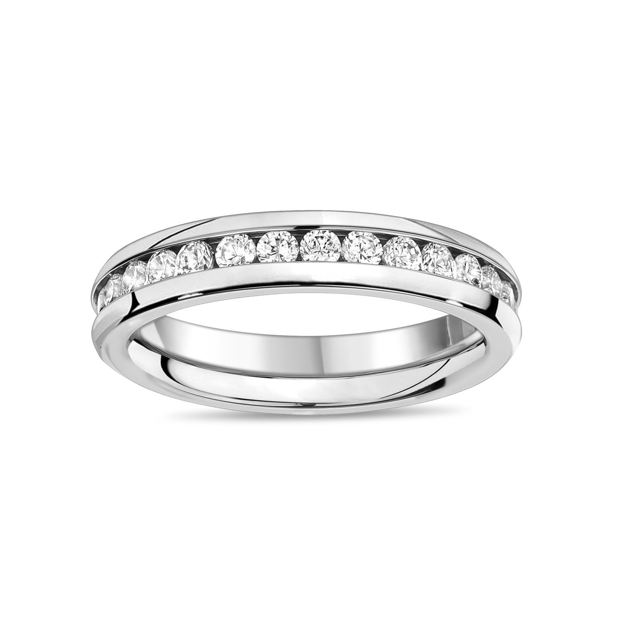 女士戒指 - 不锈钢槽式镶嵌永恒戒指
