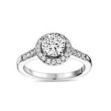 女士戒指 - 不锈钢经典光环圆形单颗钻石戒指