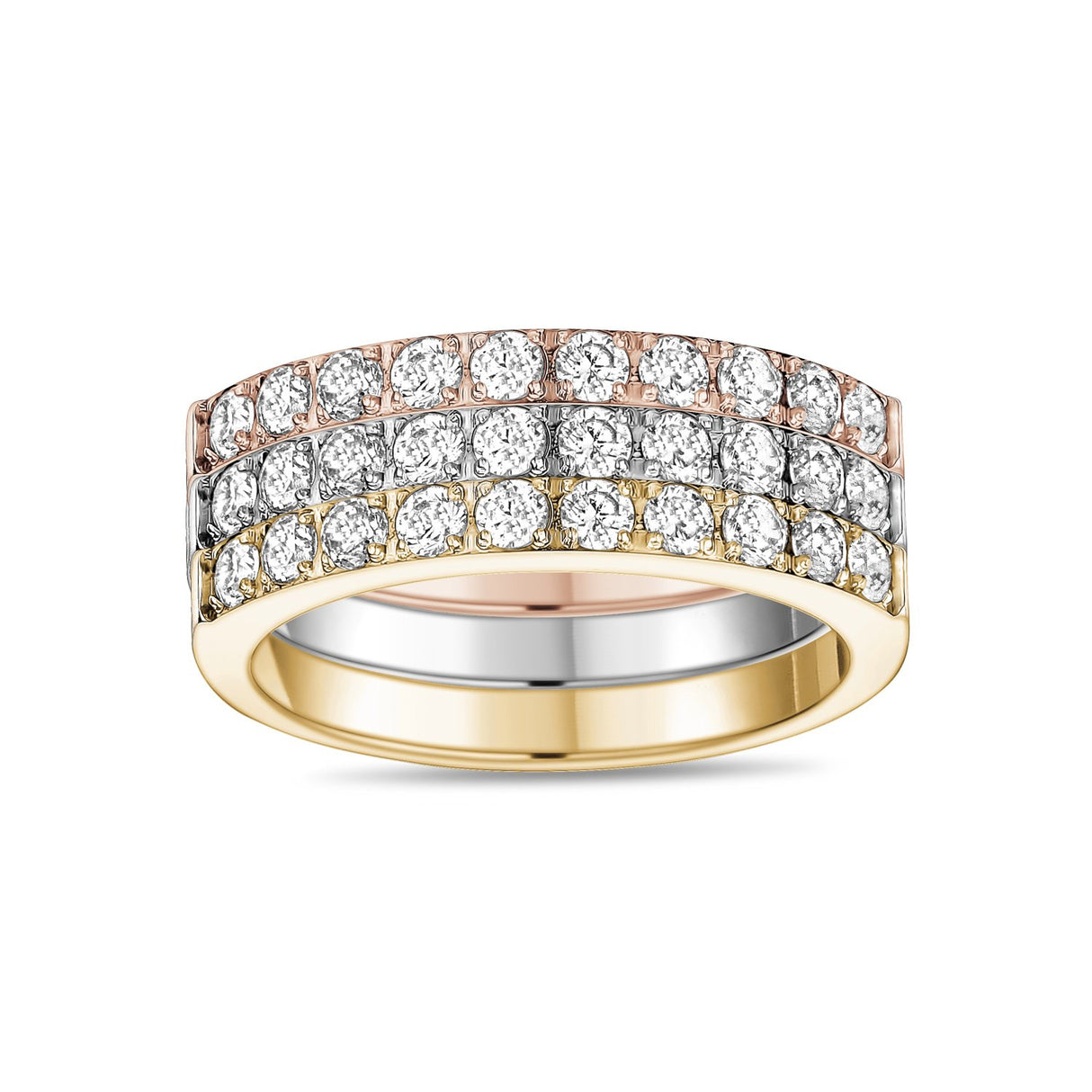 女士戒指 - 三色钢半永恒戒指可堆叠